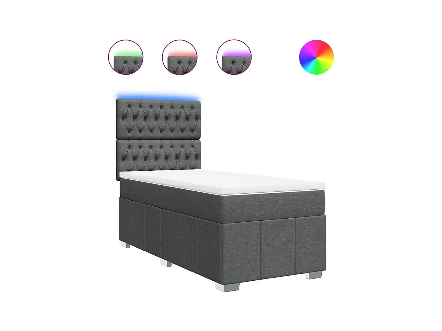 Sommier à lattes de lit avec matelas Gris foncé 90x200 cm Tissu