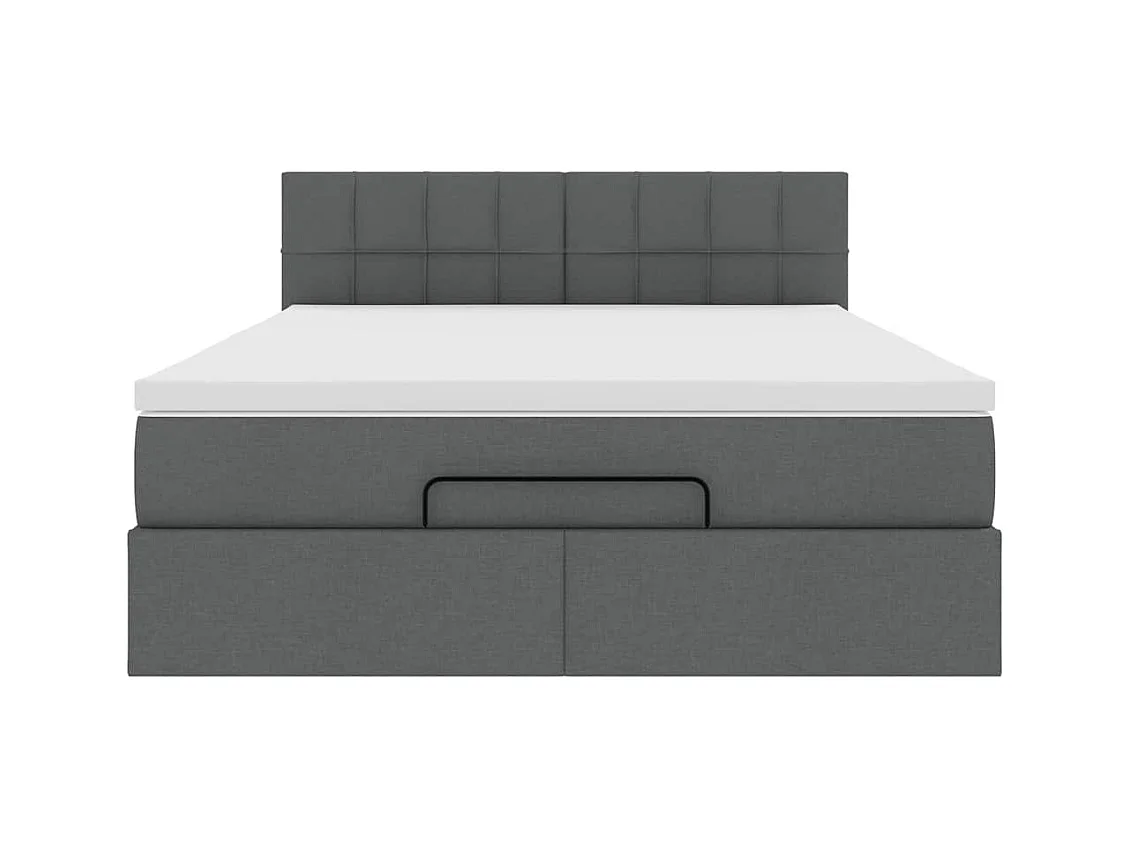 Lit ottoman avec matelas et LED gris foncé 140x190 cm tissu