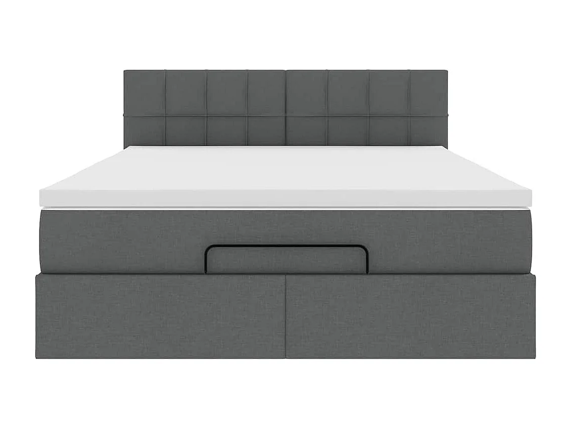 Lit ottoman avec matelas et LED gris foncé 140x190 cm tissu