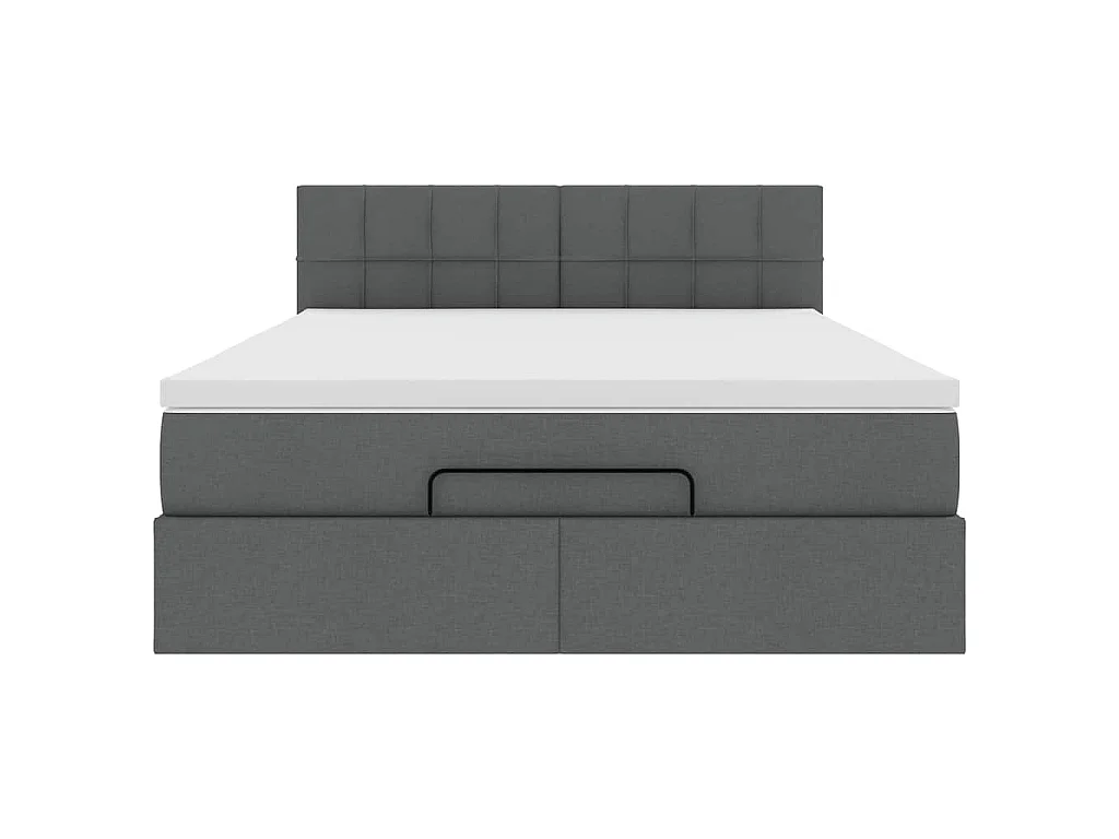 Lit ottoman avec matelas et LED gris foncé 140x190 cm tissu