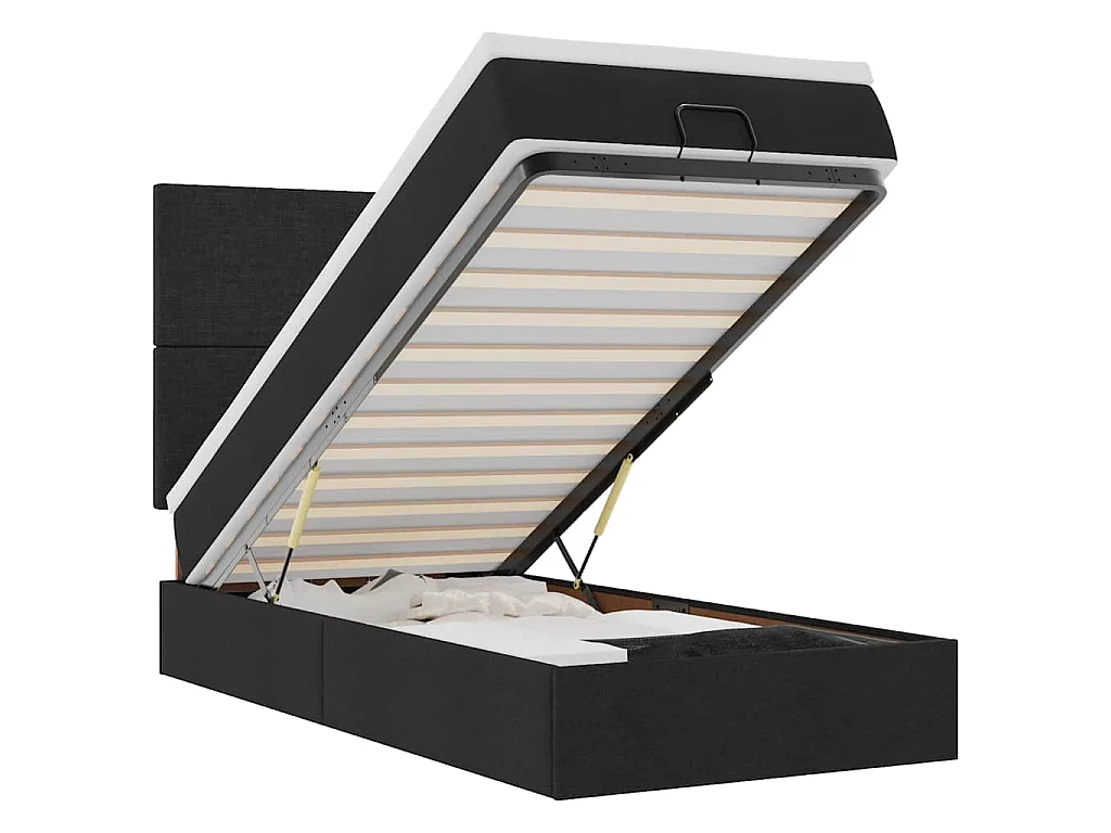 Ottoman bed met matras en LED's 90x190cm stof zwart