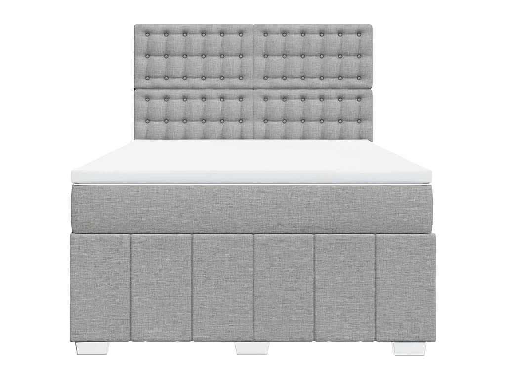 Cama com molas/colchão 160x200 cm tecido cinzento-claro