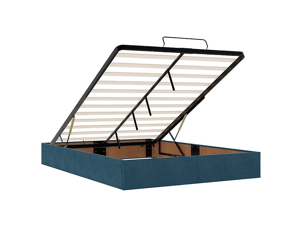 Cadre de lit ottoman avec matelas bleu foncé 140x190 cm velours