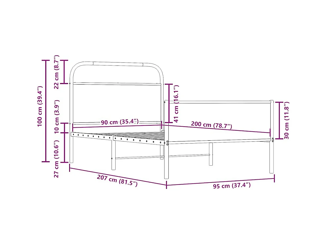 Cadre de lit sans matelas 90x200cm chêne sonoma bois ingénierie