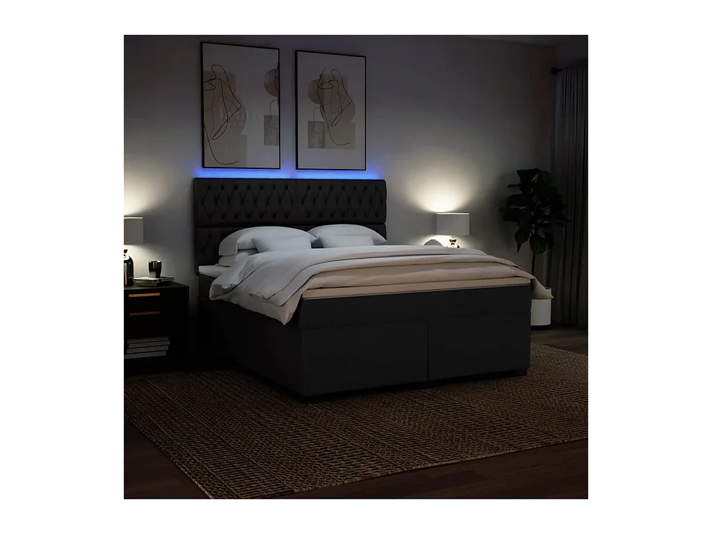 Boxspring met matras stof zwart 180x200 cm