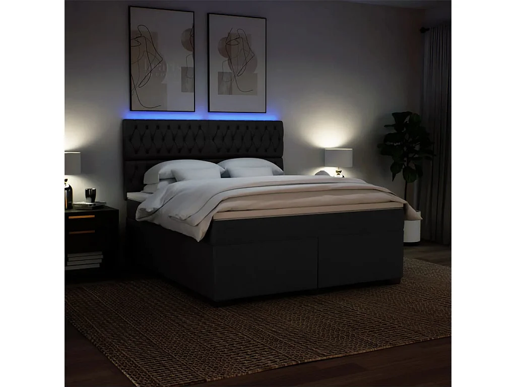 Boxspringbett mit Matratze Schwarz 180x200 cm Stoff