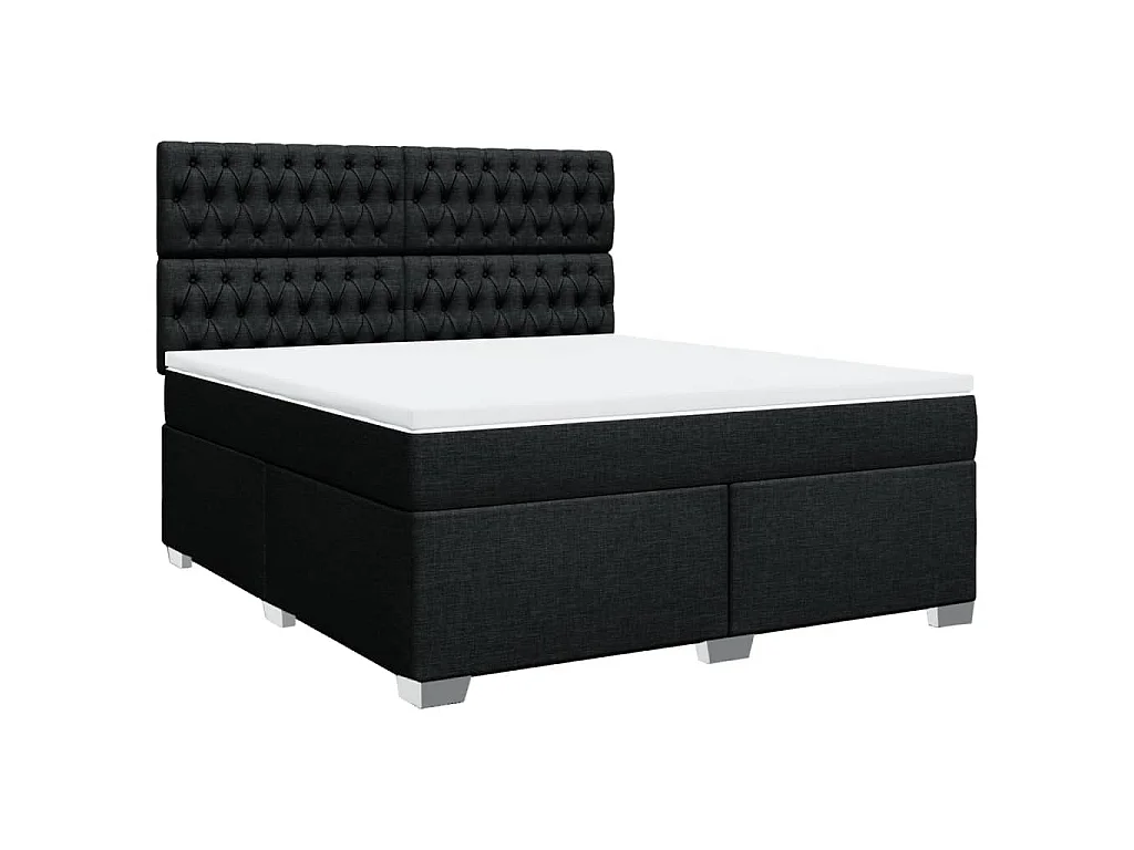 Boxspring met matras stof zwart 180x200 cm