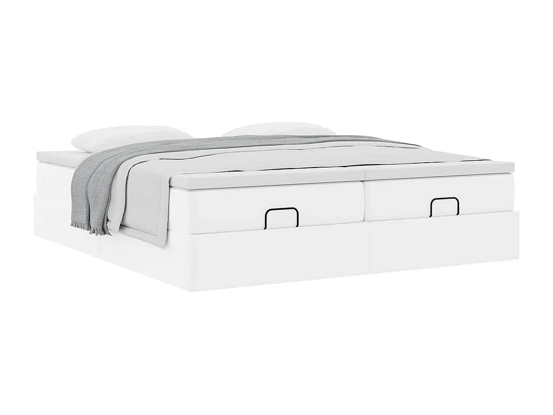 Struttura Letto Pouf con Materassi Bianco 180x200 cm Similpelle