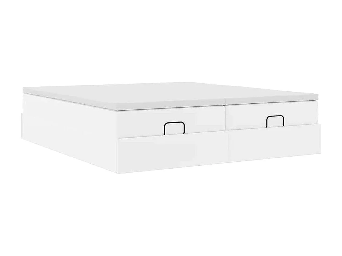 Struttura Letto Pouf con Materassi Bianco 180x200 cm Similpelle