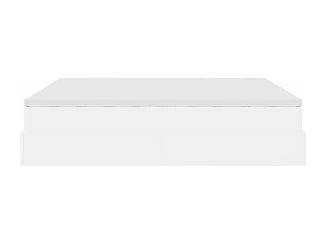 Struttura Letto Pouf con Materassi Bianco 180x200 cm Similpelle