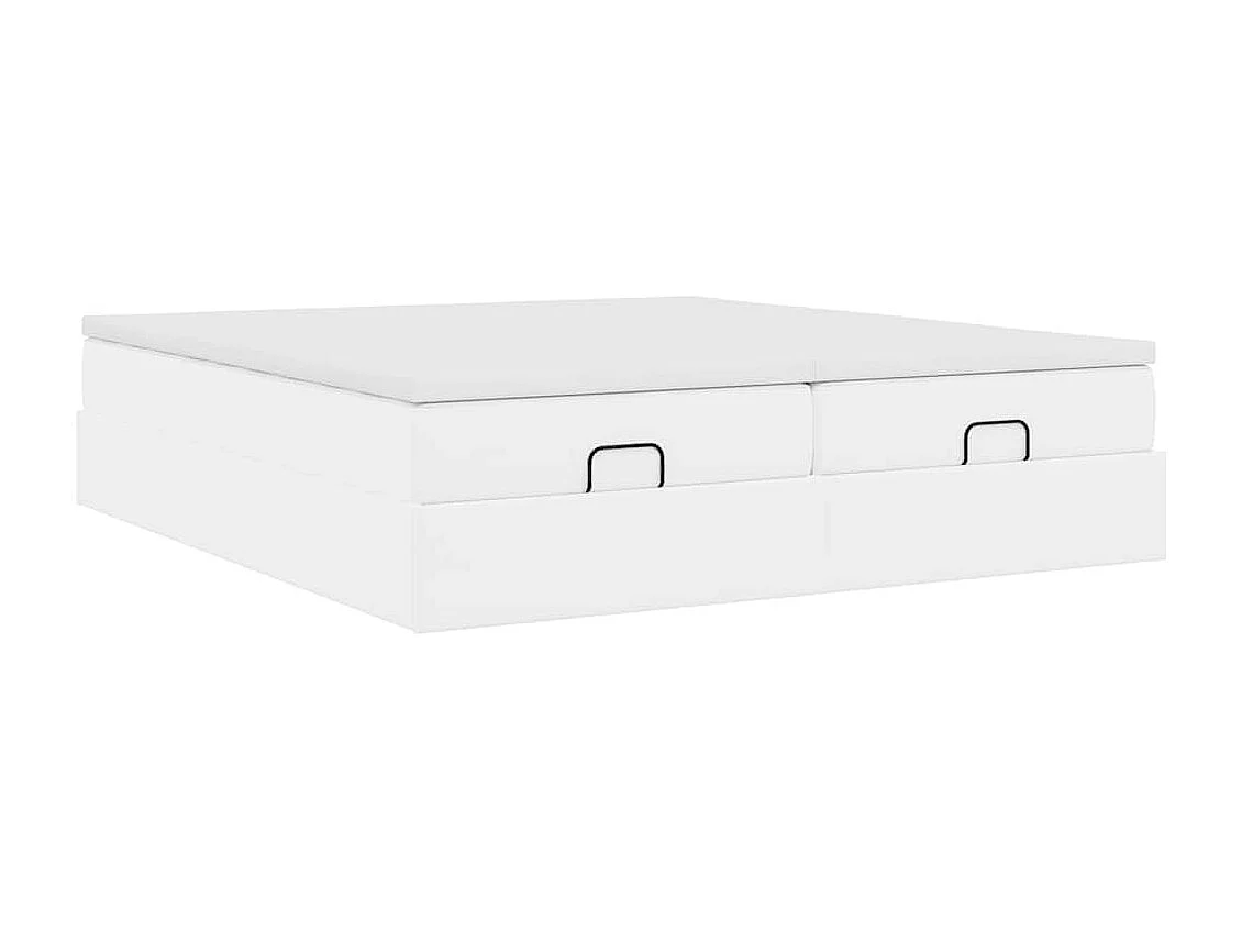 Struttura Letto Pouf con Materassi Bianco 180x200 cm Similpelle