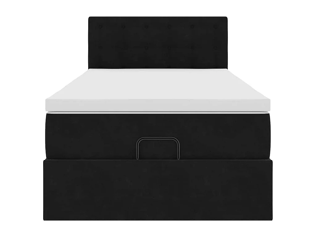 Estructura de cama otomana colchón terciopelo negro 100x200cm