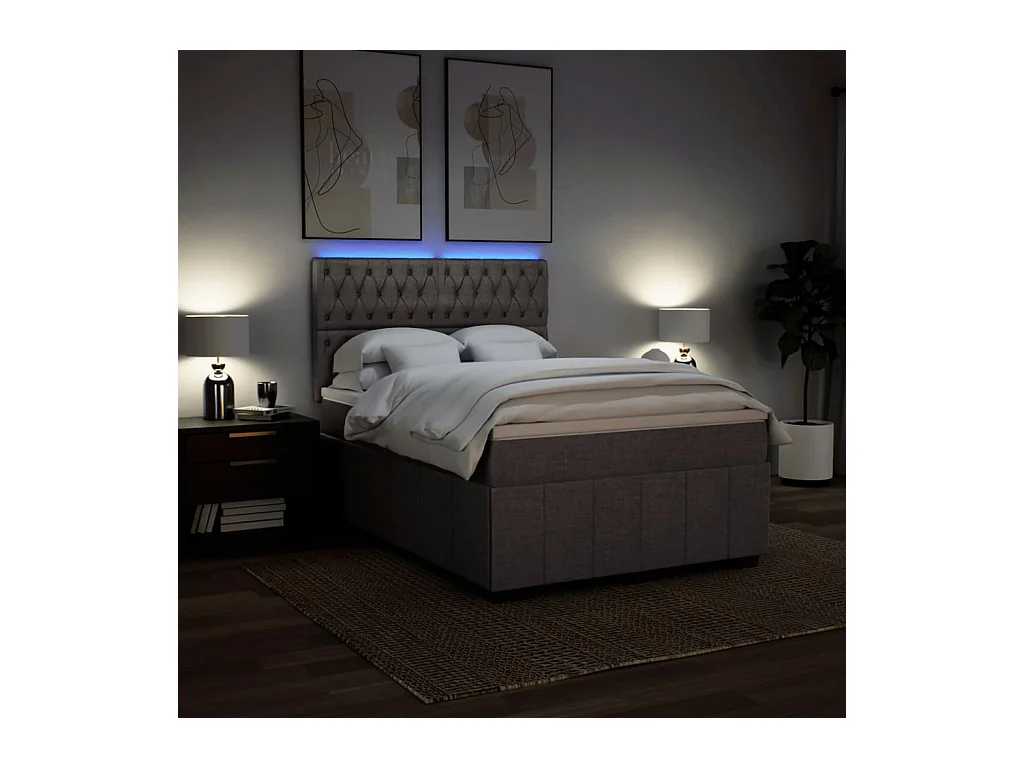 Giroletto a Molle con Materasso Tortora 160x200 cm in Tessuto