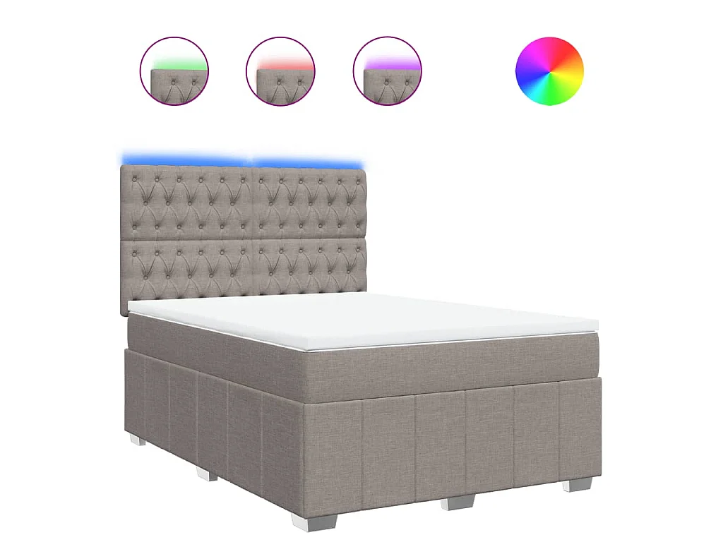 Sommier à lattes de lit avec matelas Taupe 160x200 cm Tissu