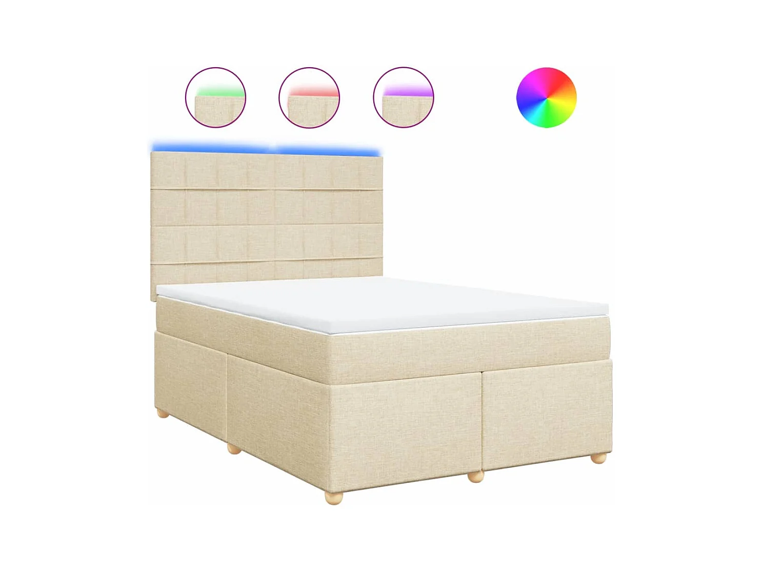 Sommier à lattes de lit avec matelas Crème 140x200 cm Tissu