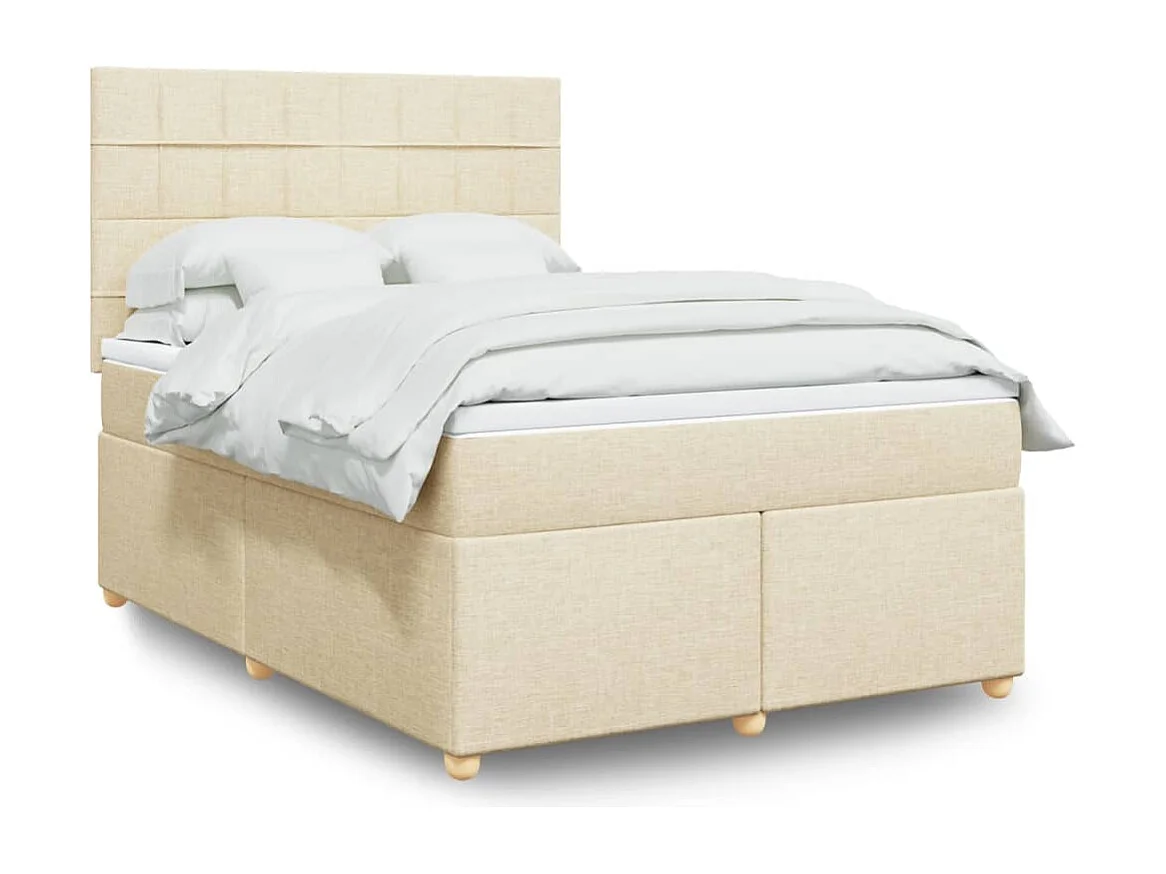 Boxspringbett mit Matratze Creme 140x200 cm Stoff