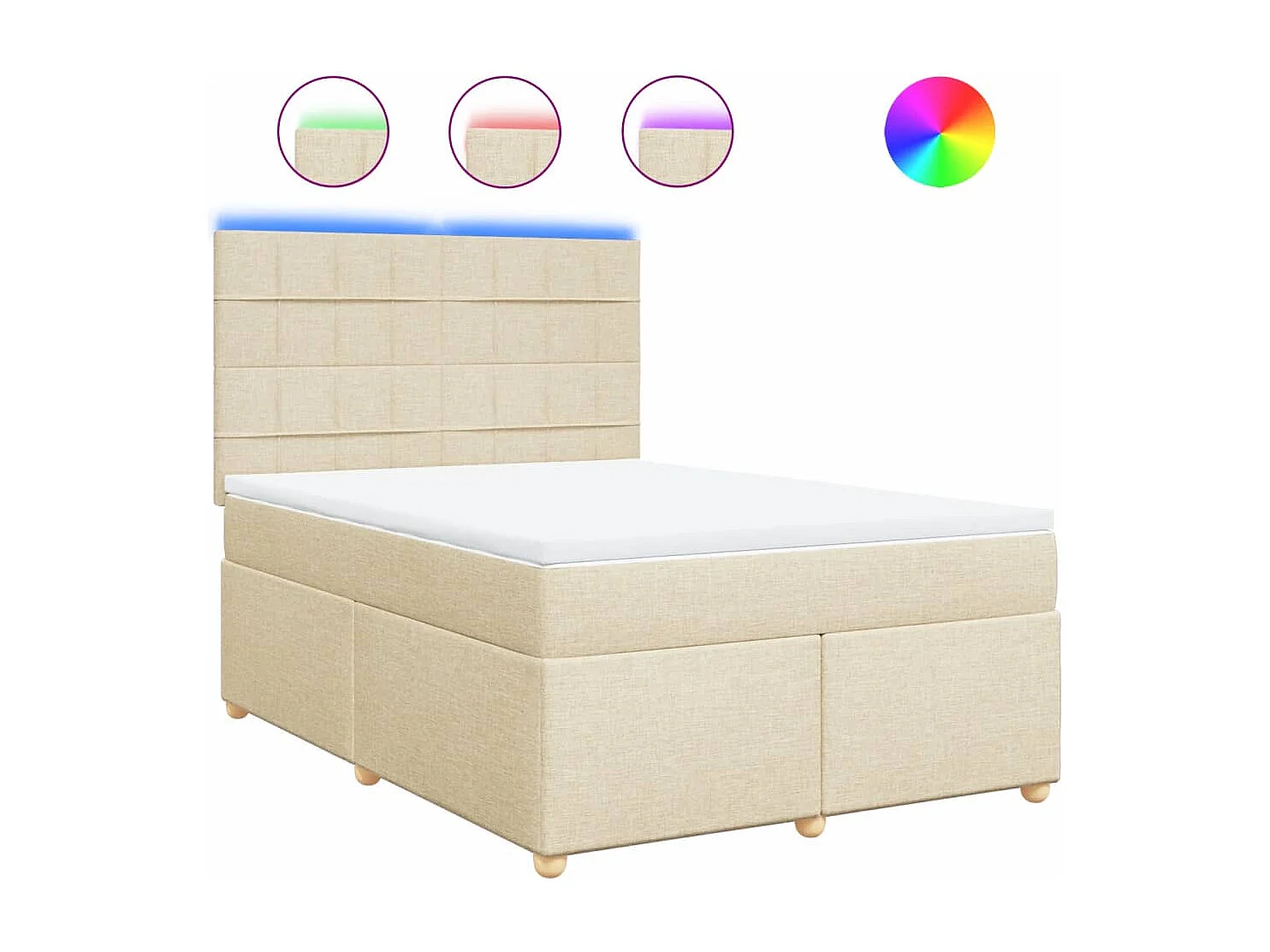 Giroletto a Molle con Materasso Crema 140x200 cm in Tessuto