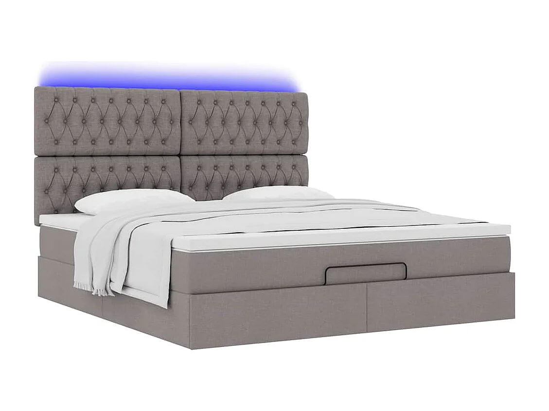 Ottoman-Bett mit Matratze & LEDs Taupe 180x200 cm Stoff