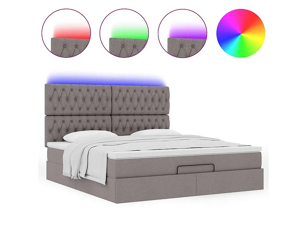 Struttura Letto Pouf con Materasso Tortora 180x200cm in Tessuto
