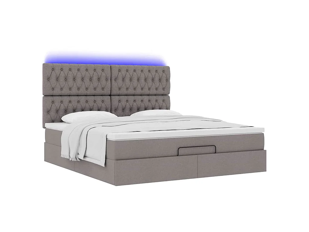 Struttura Letto Pouf con Materasso Tortora 180x200cm in Tessuto