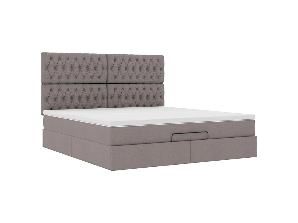 Struttura Letto Pouf con Materasso Tortora 180x200cm in Tessuto