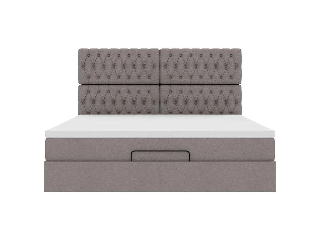 Struttura Letto Pouf con Materasso Tortora 180x200cm in Tessuto
