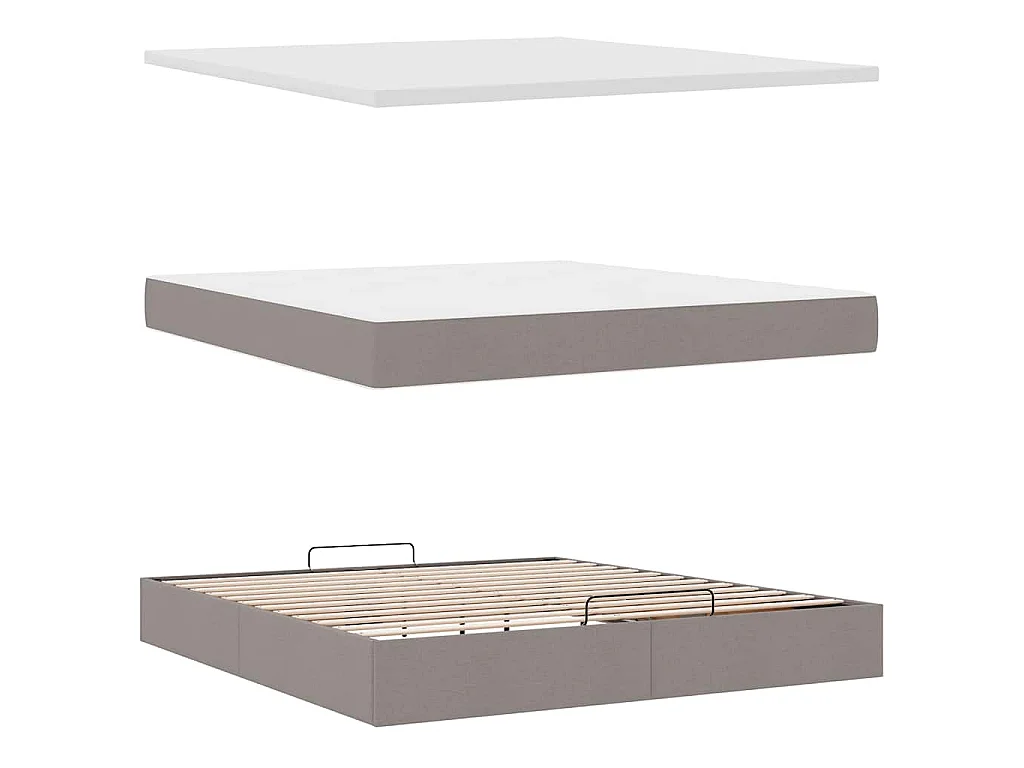 Struttura Letto Pouf con Materasso Tortora 180x200cm in Tessuto
