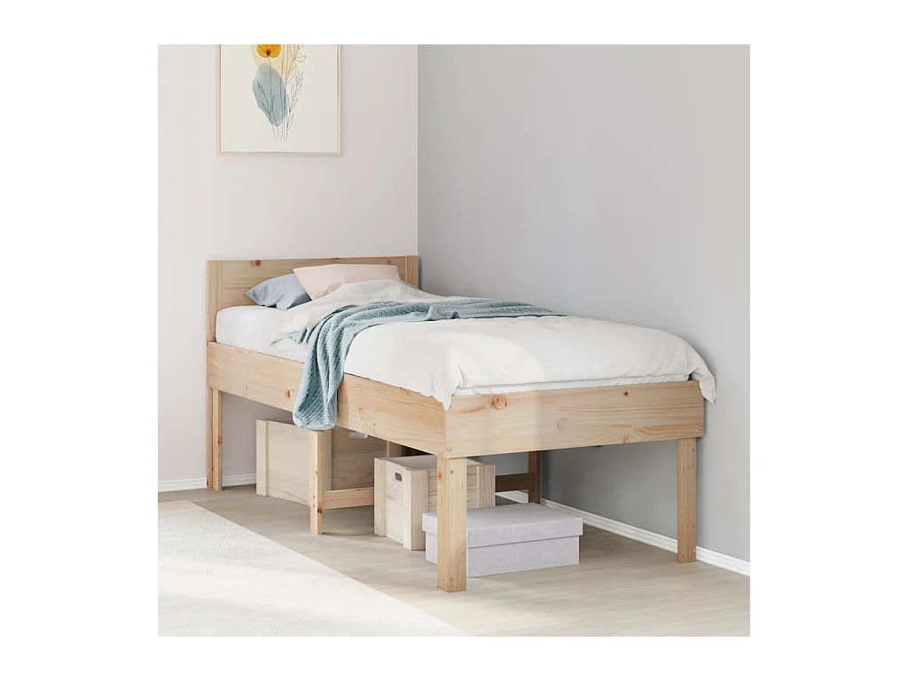 Letto senza Materasso 90x190 cm in Legno Massello di Pino