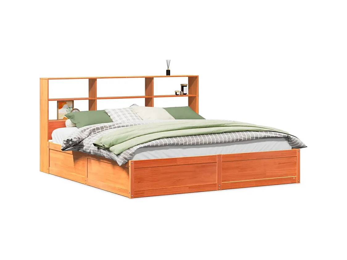 Cadre de lit sans matelas cire marron 180x200cm bois pin massif