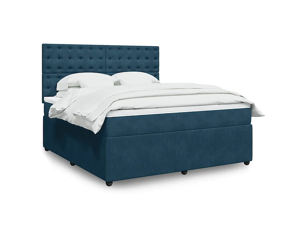 Boxspring met matras fluweel donkerblauw 180x200 cm