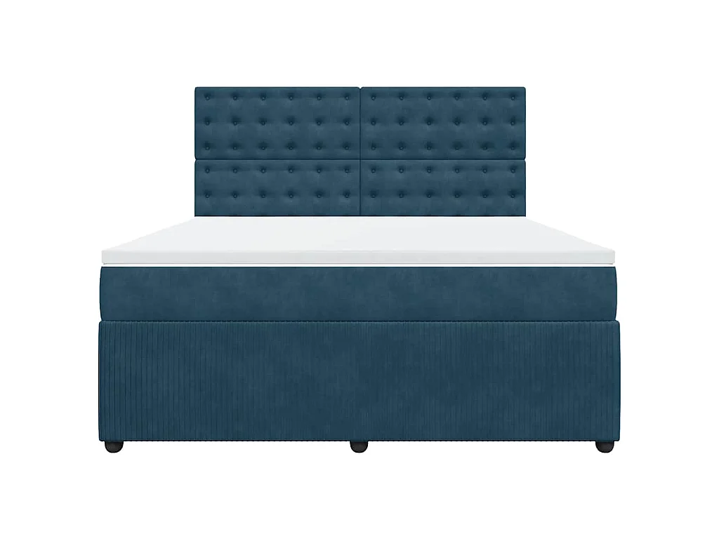 Boxspring met matras fluweel donkerblauw 180x200 cm