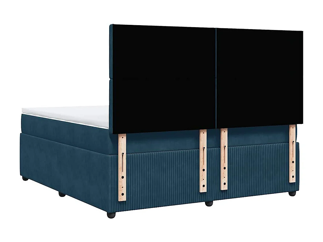 Boxspring met matras fluweel donkerblauw 180x200 cm