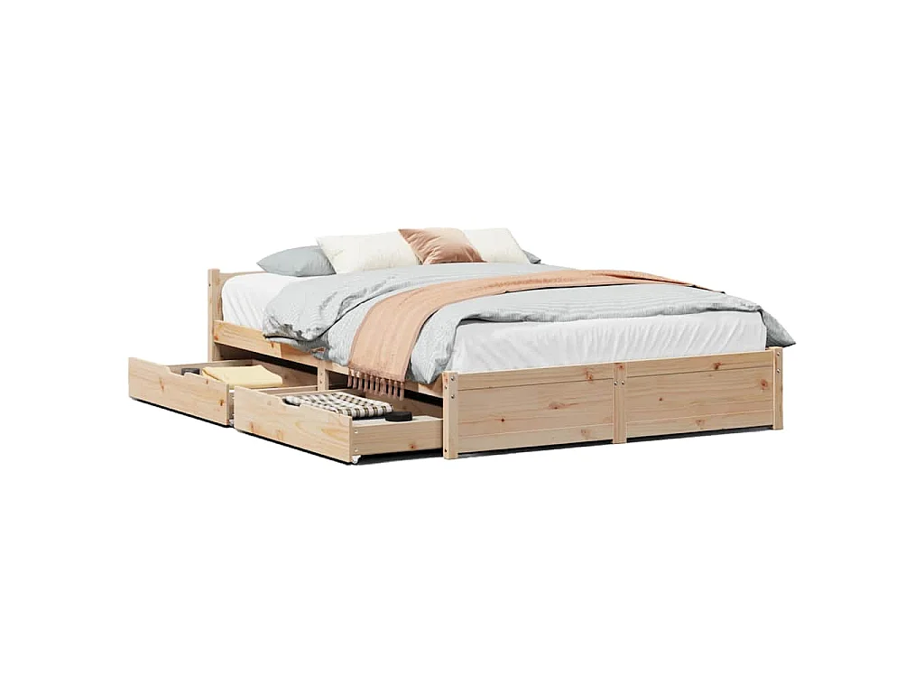 Letto senza Materasso 140x190 cm in Legno Massello di Pino
