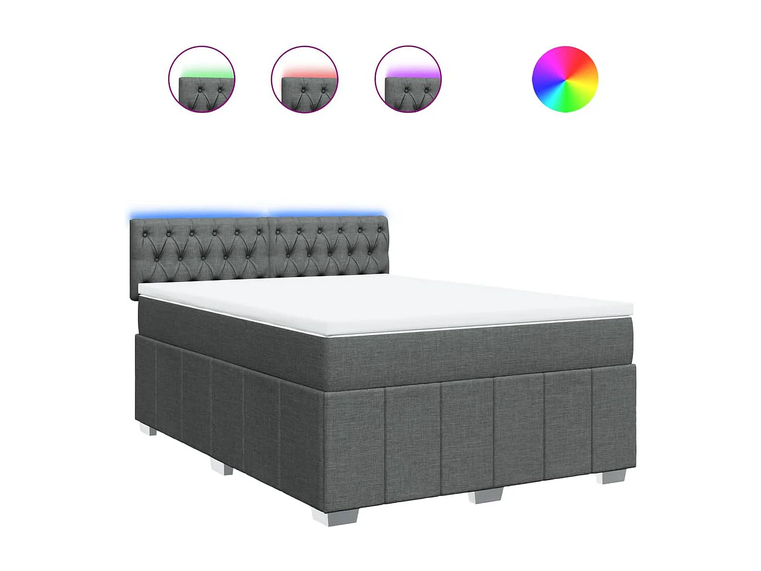 Boxspring met matras stof donkergrijs 140x190 cm