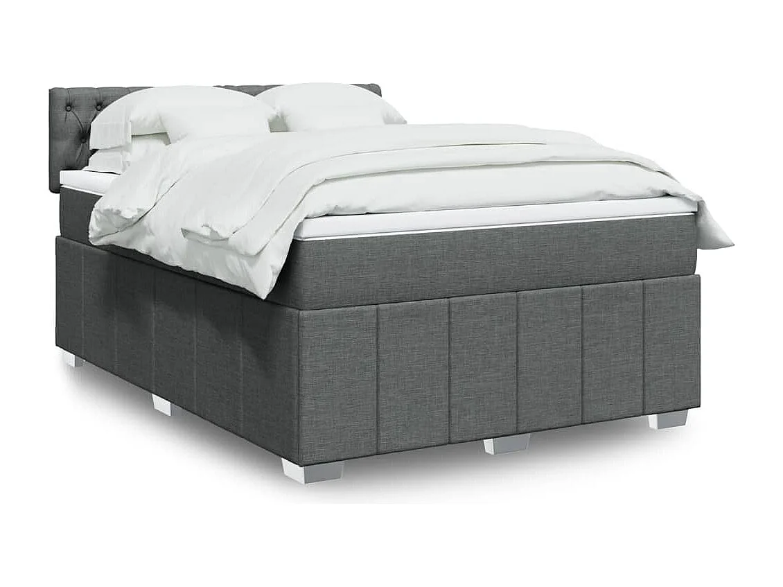 Boxspring met matras stof donkergrijs 140x190 cm