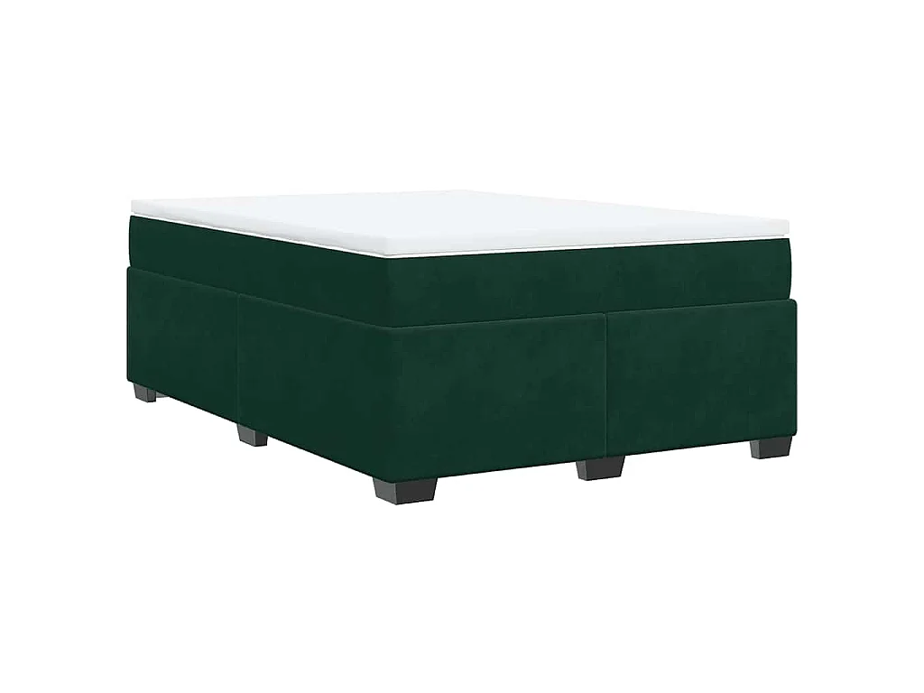 Cama com molas/colchão 160x200 cm veludo verde-escuro