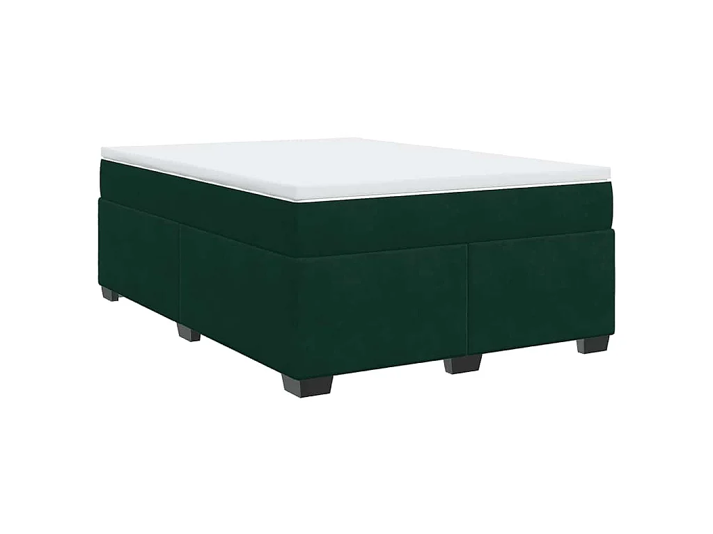 Giroletto a Molle con Materasso Verde Scuro 160x200 cm Velluto