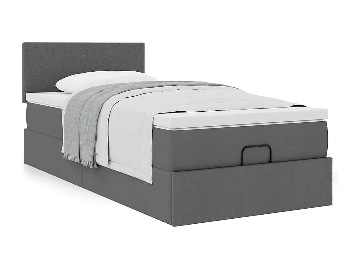 Bed met matras 90x200 cm stof donkergrijs