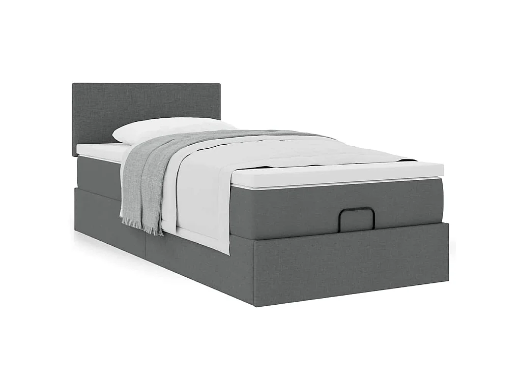 Bed met matras 90x200 cm stof donkergrijs