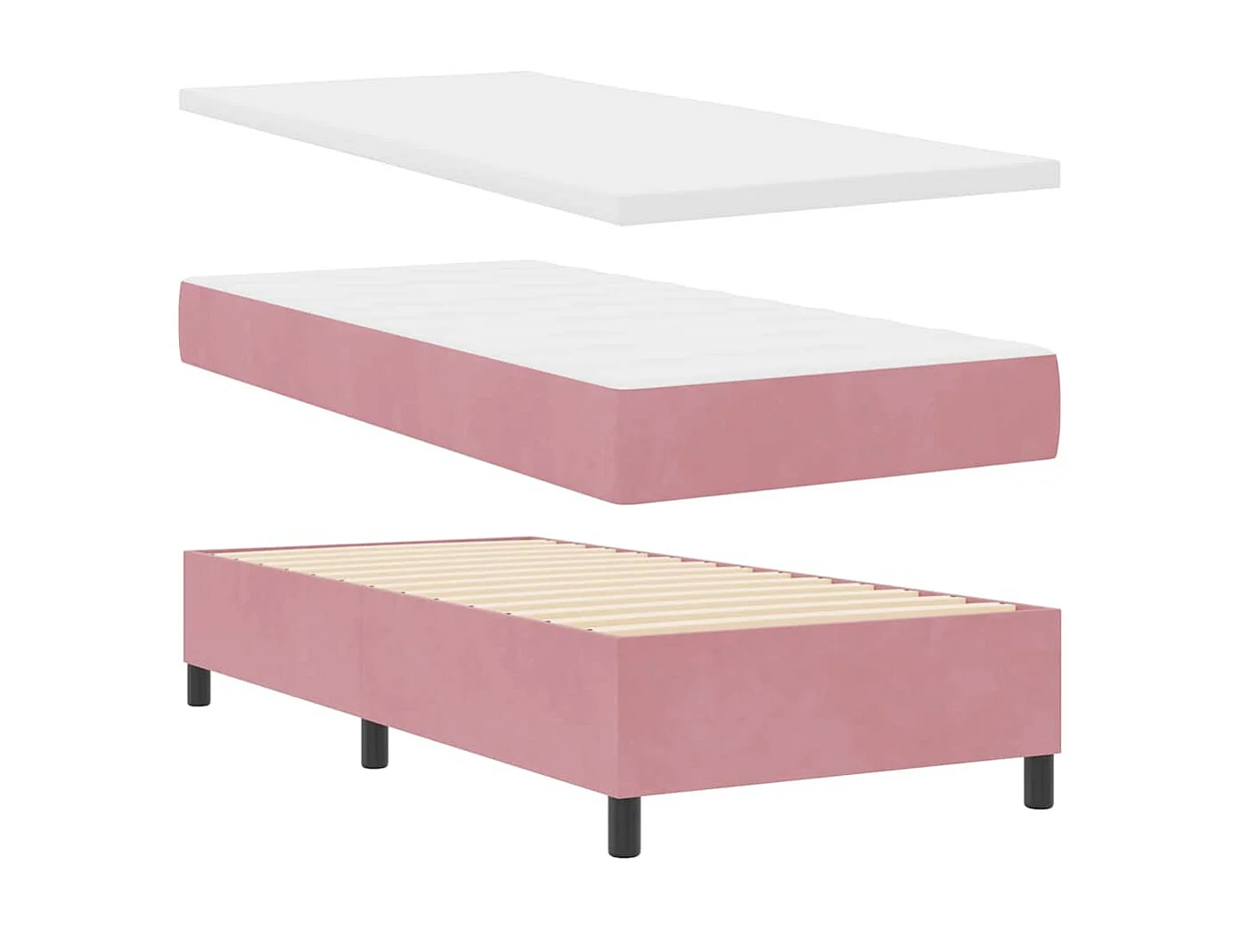 Lit à ressorts avec matelas Rose 90 x 200 cm Velours