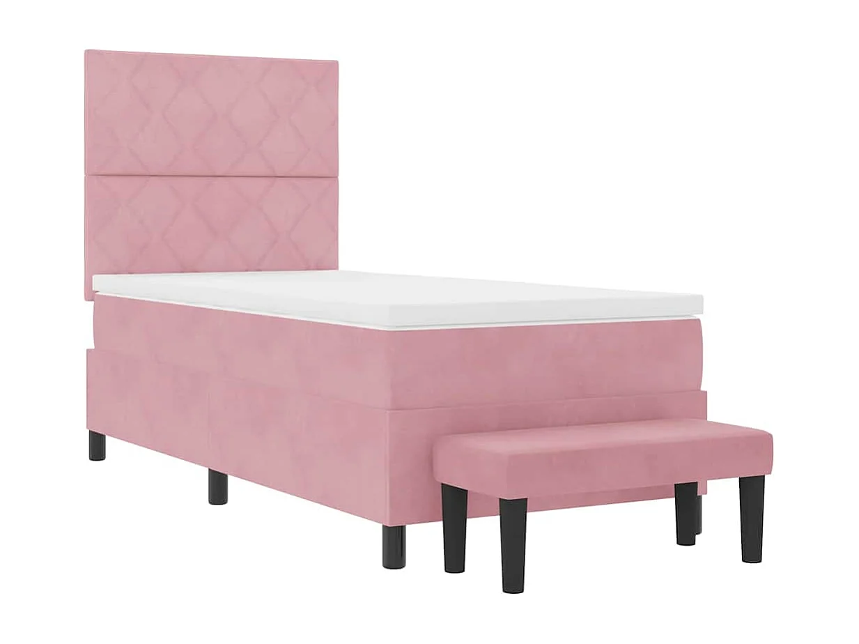 Lit à ressorts avec matelas Rose 90 x 200 cm Velours