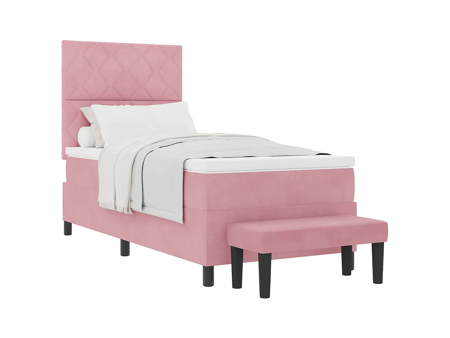 Boxspringbett mit Kopfteil Rosa 200 x 90 cm Samt