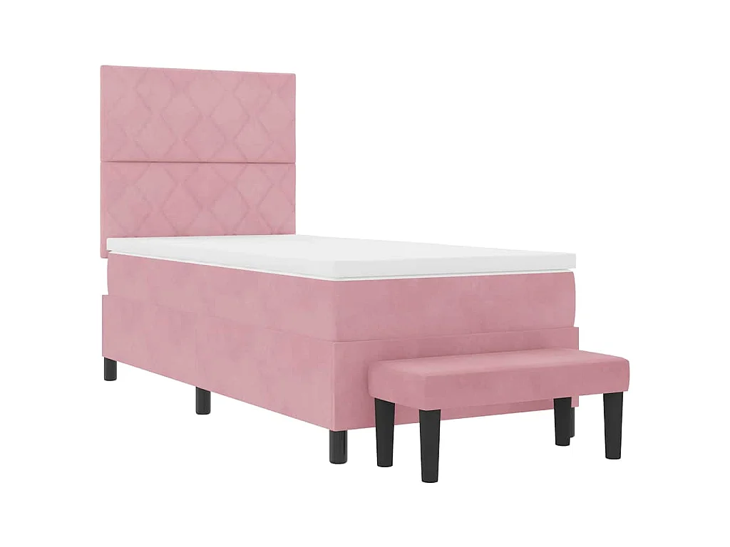 Boxspringbett mit Kopfteil Rosa 200 x 90 cm Samt