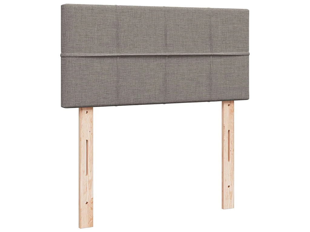 Cama box spring con colchón tela gris taupe 90x200 cm