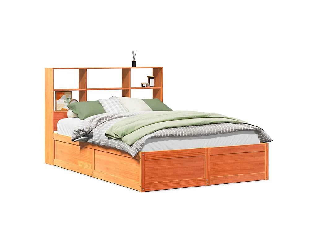 Cadre de lit sans matelas cire marron 160x200cm bois pin massif