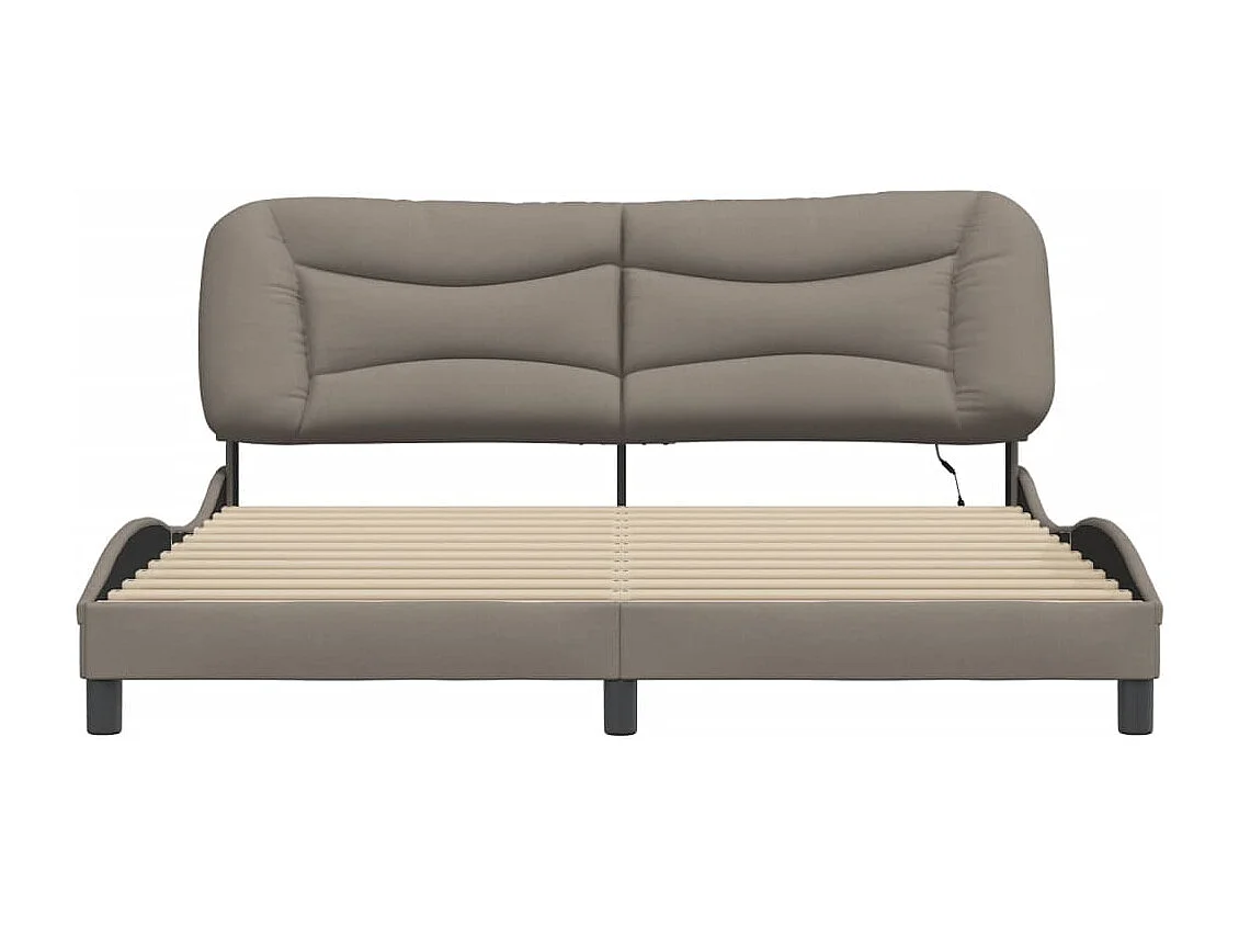 Cadre de lit avec LED sans matelas Hvar taupe 180x200 cm tissu