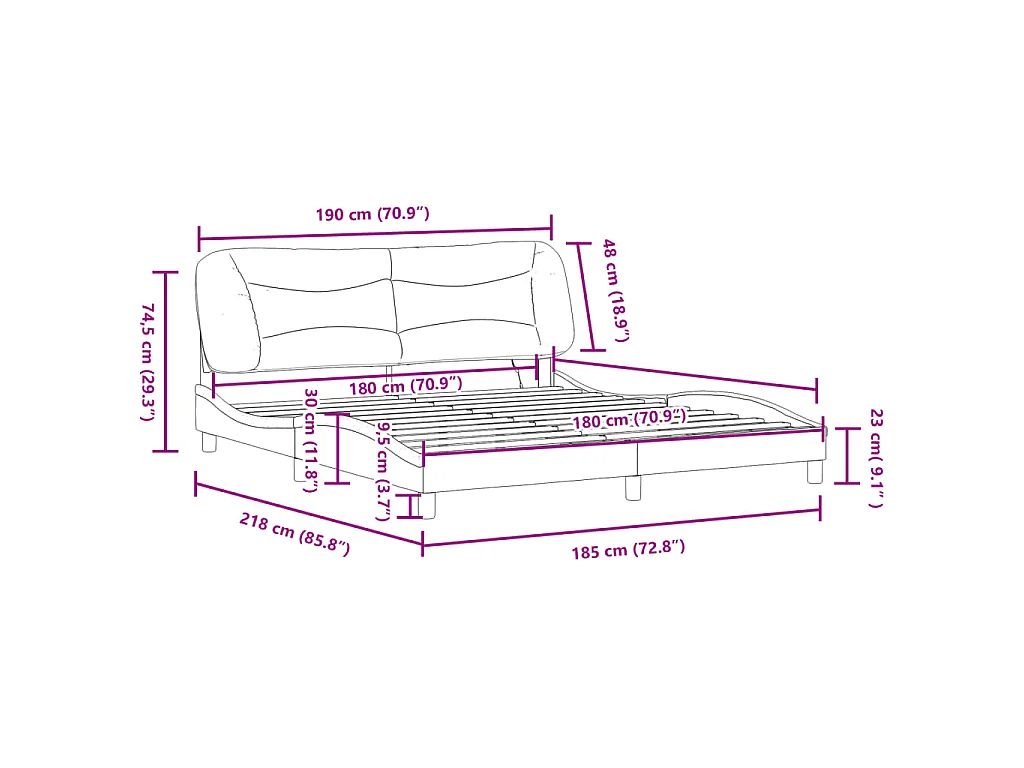 Estructura de cama con LED sin colchón Hvar tela gris taupe 180x200 cm