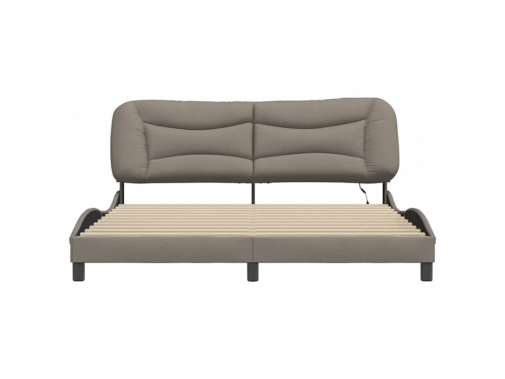 Estructura de cama con LED sin colchón Hvar tela gris taupe 180x200 cm