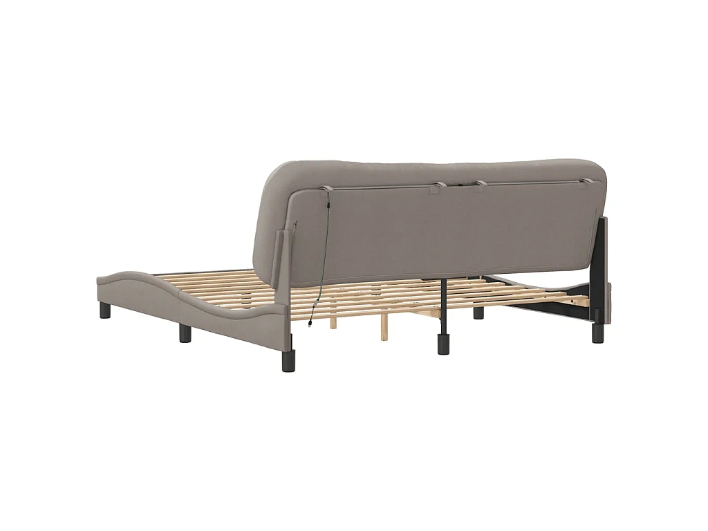 Estructura de cama con LED sin colchón Hvar tela gris taupe 180x200 cm