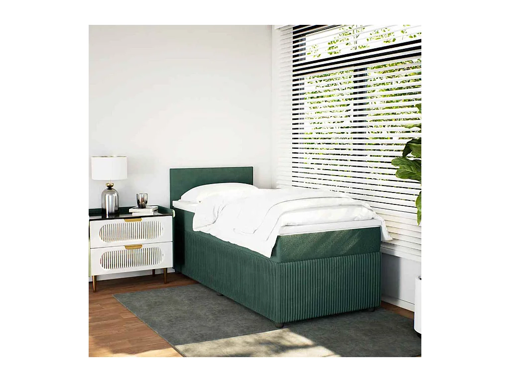 Sommier à lattes de lit avec matelas Vert foncé 90x200 cm